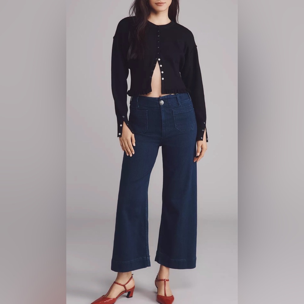 Pilcro Anthropologie Colette wide leg Dark Blue Denim Jeans